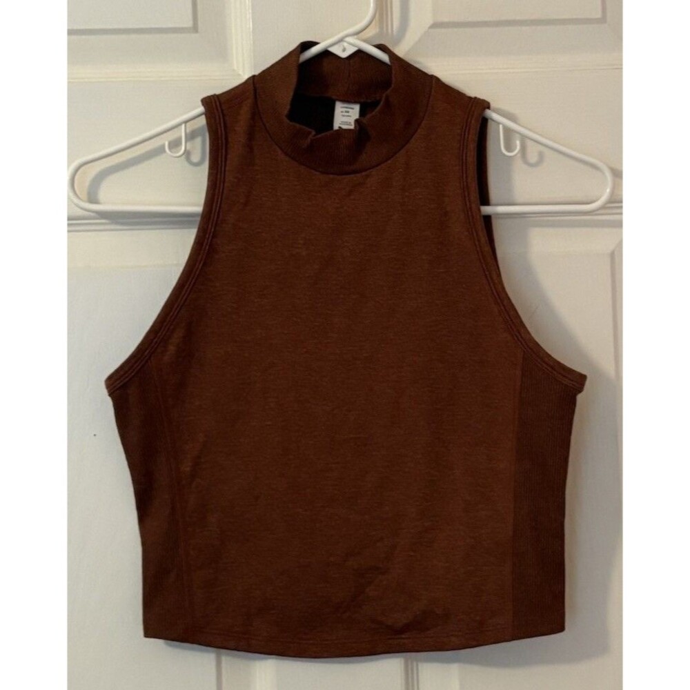 Old Navy Cozecore Top Size XS Go Dry Mock Neck Active Brown Super Soft
